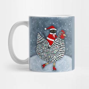 Ice Skating Christmas Chicken Mug